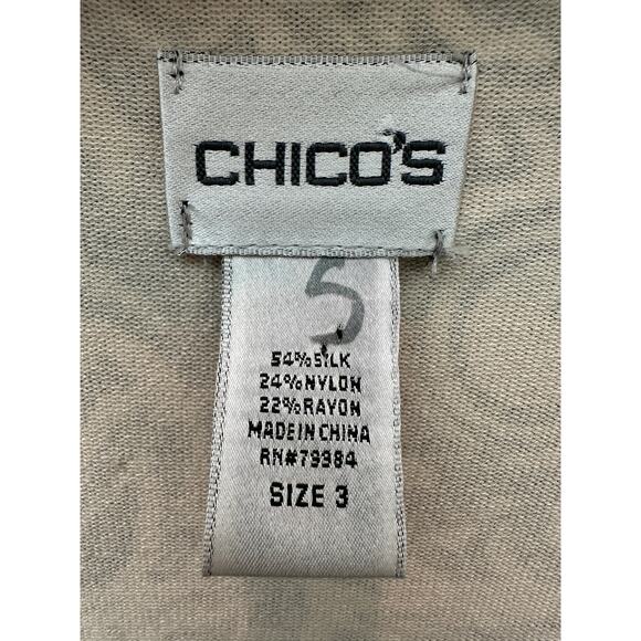 CHICO’S | Embellished Open Front Cardigan Black Paisley Silk Blend | Size 3 XL - Picture 6 of 7